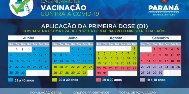 Governo do Estado divulga calendário de vacinação contra a Covid-19 para população em geral